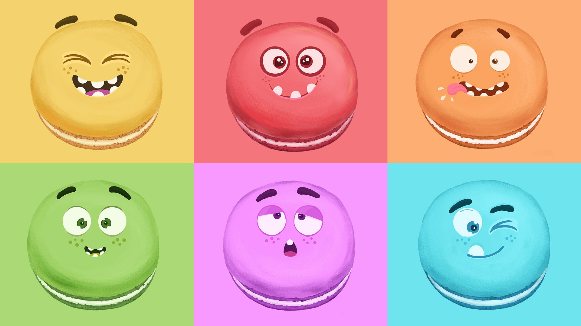 馬卡龍蛋糕：色彩繽紛、表情好玩